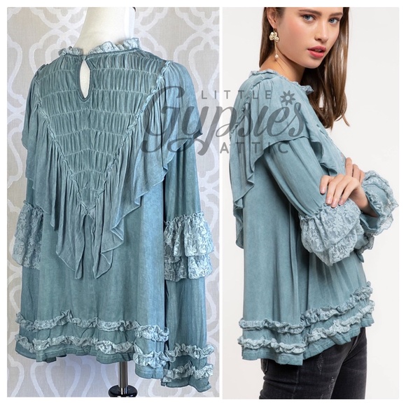 POL Vikki Blue Sage Flowy Top - Picture 10 of 16